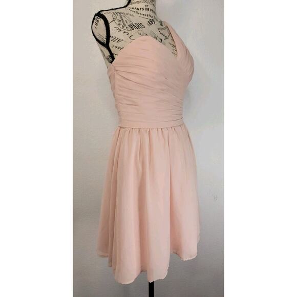 Morilee Madeline Gardner 8 babydoll Mini Dress One shoulder Layered Blushed - Picture 3 of 8